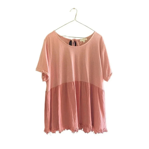 Umgee Tops - UMGEE USA Women's Pink Long Sleeve Fringe Tunic Top Size XL